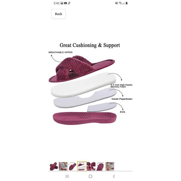 New Size 5/6 Dena Lives Memory Foam Open Toe Cross Band Arch Support Slippers - Picture 4 of 9